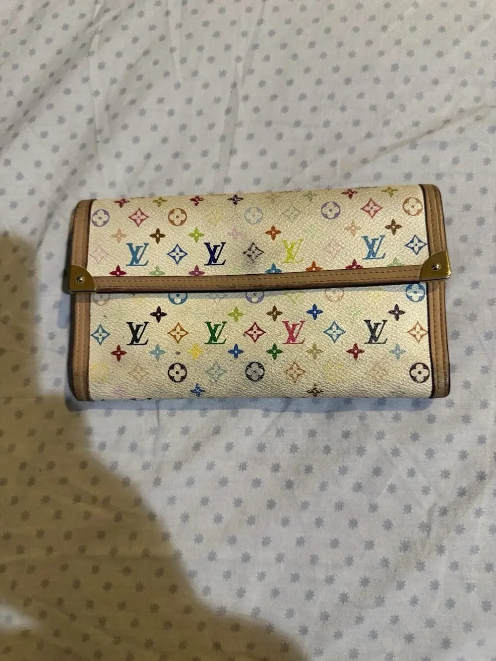Vuitton Murakami Monogram Multicolore International Wallet in white